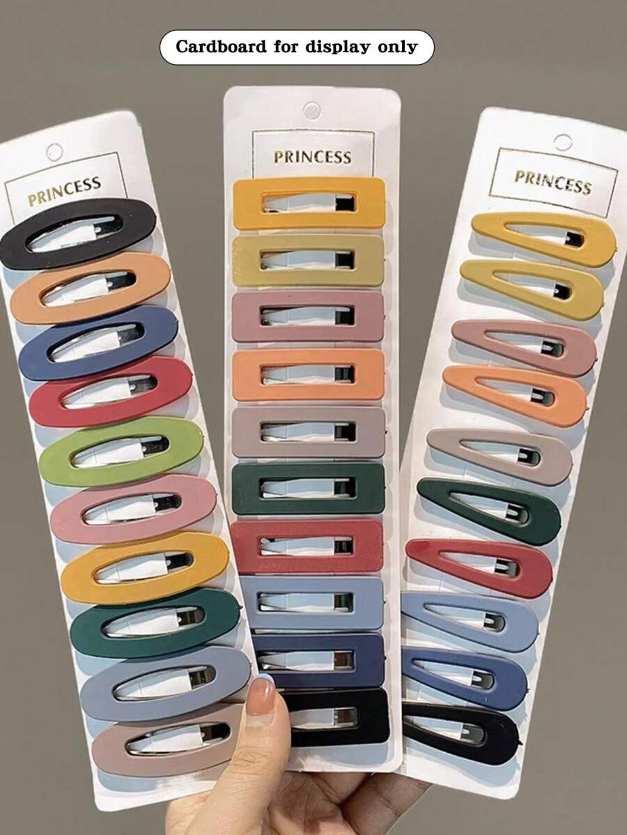 30个装实心按扣发夹，休闲发夹，发爪，发卡，学习用品，发饰，头部饰品，发卡 - 彩色 - 查看 1