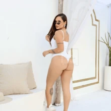 KIT 2 Women's Bodysuit With Thin Straps Premium Ribbed Terrycloth Straps - 裸色和白色 - 查看 5