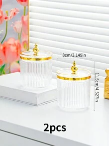 1pc/2pcs/3pcs Storage Jar With Lid & Sealed Metal-Cap, Portable Transparent Candy Jar For Tea, Coffee, Bean, Sugar, Cake, Spice, Home & Kitchen Supplies - Multicolor - View 13