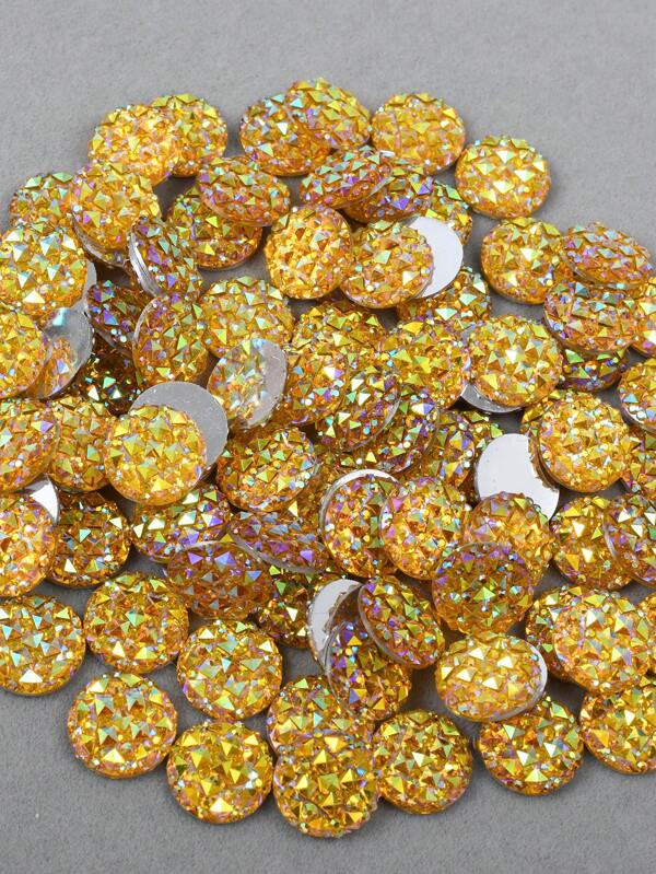100 piezas/paquete Cristales de resina Rhinestones AB planos, gemas de resina con forma de piña de colores mixtos, cristales de resina redondos de 12mm para manualidades de ropa y joyería