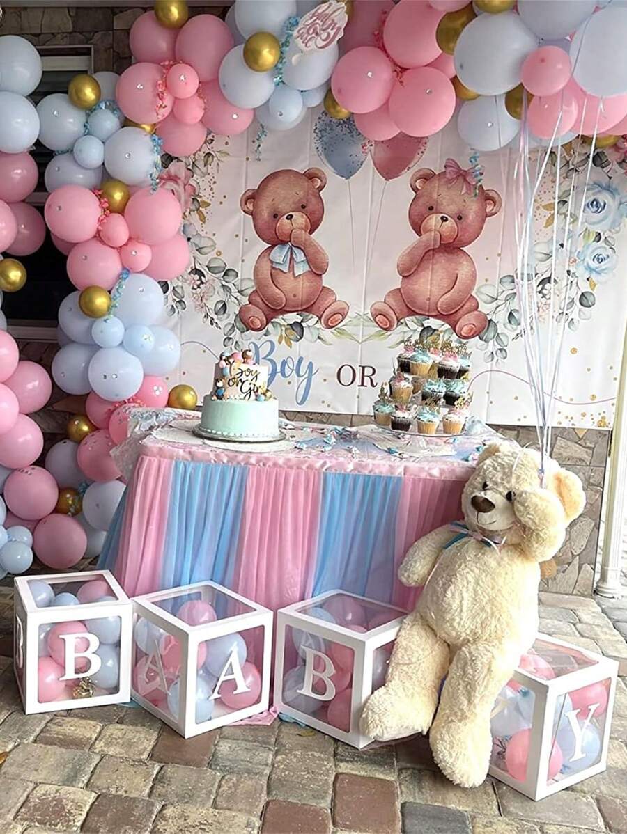 Pink And Blue Balloon Set, Light Blue And Pink Glitter Balloons, Suitable For Gender Reveal Party, Birthday, Baby Shower, Bridal Shower - Multicolor - View 1