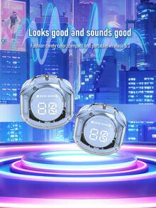 Tai nghe nhét tai không dây trong suốt nhỏ gọn và di động chống ồn, tai nghe âm thanh nổi hiển thị kỹ thuật số phù hợp cho âm nhạc, chơi game, thể thao và chạy bộ - trắng - Xem 2