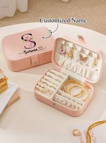 1pc Customized Name Jewelry Storage Box, Custom Name Jewelry Organizer Case With Adjustable Compartments, Personalized Gifts For Women, Bridesmaid, Mother, Friend, Teacher, Customized Gifts, Jewelry Storage Box For Dad, Mom, Family, Friends, Son, Daughter For Anniversaries, For Valentine's Day, For Mother's Day, For Birthdays, For Children's Day, For Father's Day, Bathroom Back To School,Multi-Functional, Ornamental,Reusable,Exquisite,Stylish,High-Quality,Colorful,Modern,Custom,Personalized,Unique,Ideal Gifts For Him,Ideal Gifts For Her,Boyfriend,Dad,Girlfriend,Mom,Family,Friends,Tea Room,Home,Garden,Office,For Anniversaries,For Valentine's Day,For Mother's Day,For Birthdays,For Father's Day,For Graduation,For Weddings,For Housewarming,Home Refresh