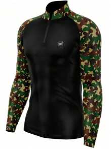 Shirt Fishing Sport Sleeve Military Camouflage Dry Fit Uv50+ Fish Fishing - 軍綠色 - 查看 3