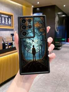 1 pieza Funda de teléfono a prueba de golpes con diseño de reloj compatible con iPhone/Galaxy/Infinix/Redmi/OPPO/VIVO/MOTO/Honor/Oneplus/Itel/Tecno - Negro - Ver 2