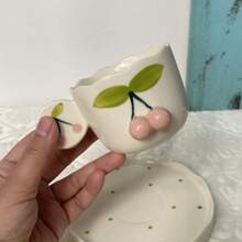 1pc 200ml 3D咖啡杯盘日式Ins浮雕樱花茶杯可爱3D咖啡杯套装下午茶红茶杯适合日常使用 - 彩色 - 查看 11