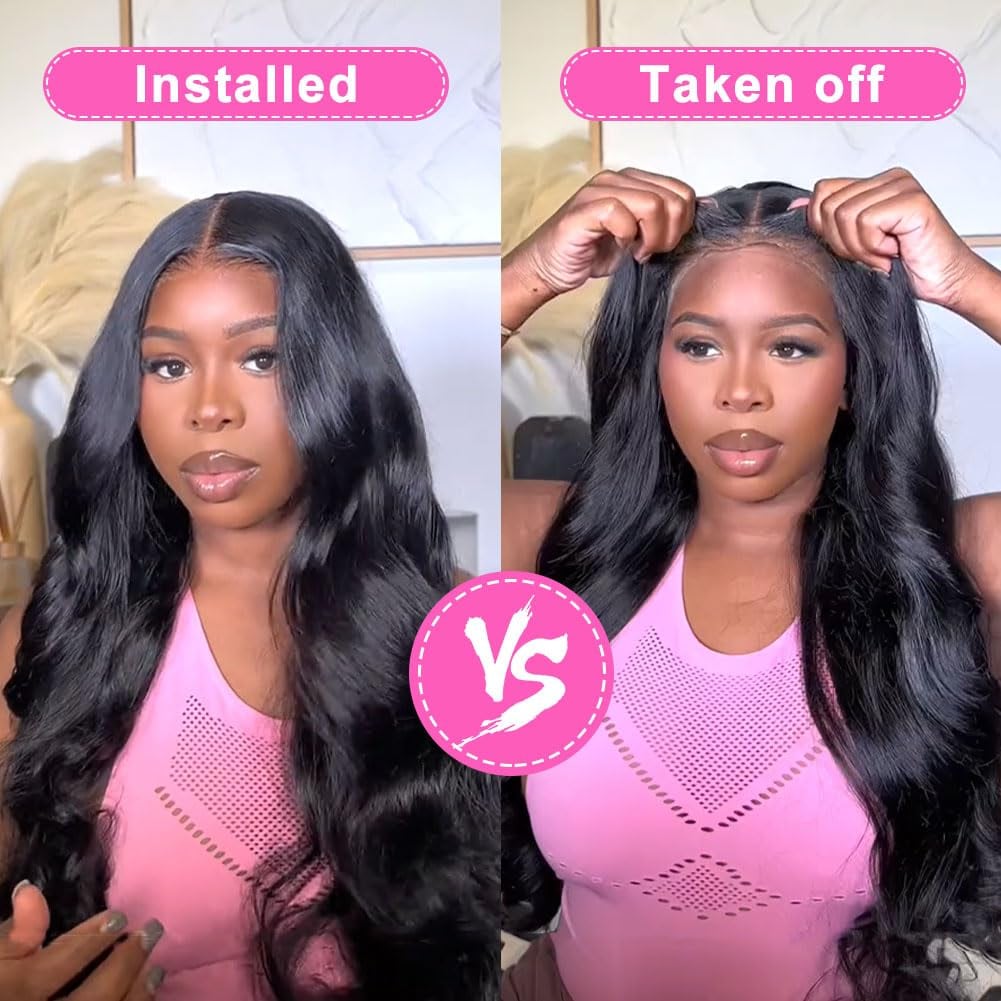 250% Density 40 42 Inch Put On And Go Glueless Wigs Human Hair Pre Plucked Pre Cut For Beginners 5x5 HD Lace Closure Wigs Human Hair Density Body Wave Lace Front Wigs No Glue Pre Cut 3 Seconds To Wear Glueless Wig