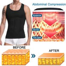 Slimming Mens Tummy Control Shapewear Vest Tank Top Belly Boobs Abdomen Compression Muscle Shirts Body Shaper Underwear Undershirts Training Sports Gym Workout Fitness - 黑色 - 查看 4