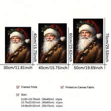 1PC Vertical Rectangular Santa Claus And Bell Art Printed Poster With Frame, Essential For Festive Atmosphere, The Best Choice For Gifts, Christmas Retro Canvas Artwork Mural Bathroom Bedroom Office Living Room Home Decoration - Đỏ - Xem 2