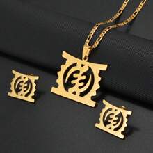 1 bộ Biểu tượng văn hóa Châu Phi Gye Stool Mặt dây chuyền Vòng cổ Hoa tai Cho Phụ nữ Cô gái Trang sức Ghana Nigeria - Nhiều màu - Xem 7