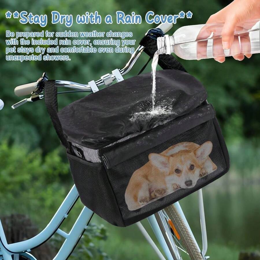 FULED Dog Bike Basket, Small Medium Pets Dog Basket For With Breathable