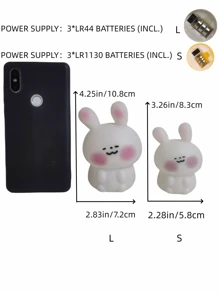 1只白色兔子造型暖光led夜燈,可愛的卡通動物燈可用於桌面裝飾、創意禮品、臥室床頭燈助眠、護眼燈、情人節裝飾,帶有led照明效果和餵食功能 - 白色 - 查看 11