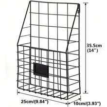 Wall-Mounted Magazine Rack 30 * 25 * 10CM Metal Magazine Newspaper Holder Rack File Simple Newspaper Basket,Magazine Rack For Door(Black) - Black - View 3