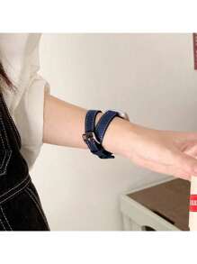 1条兼容表带，时尚午夜蓝真皮表带，可绕手腕两圈，舒适柔软，男女皆宜，优雅时尚。可替换智能手表表带，兼容38mm/40mm/41mm/42mm/44mm/45mm/49mm表盘，适用于 Ultra 2/1、SE、S9、8、7、6、5、4、3、2、1系列。全球时尚畅销款。 - 午夜藍 - 查看 6