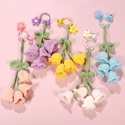 1개 수제 크로셰 호접란 꽃 스트링 키체인 가방 장식 클래식, 패션 걸 백팩 펜던트 사랑스러운 꽃 백팩/학용가방/지갑 펜던트, 학용품 선생님 선물 개학 용품 선생님 액세서리 개학 용품 선생님들을 위한 선물 여름용 크로셰 꽃 장식품