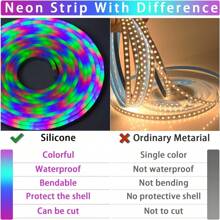 1 个 USB 供电 RGB LED 霓虹灯，带音乐同步功能，20 键遥控器 - 灵活防水，适用于室内外家居装饰、圣诞节、万圣节、生日派对氛围装饰 7 月 4 日 LED 灯带（无白光） - 5VRGB霓虹 - 查看 11