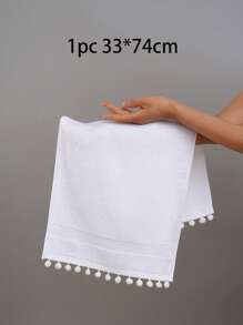 QIBHI 3/1 khăn tắm/khăn tắm bằng vải satin viền trơn màu 100% cotton, khăn mặt/khăn tắm bằng cotton mềm mại thấm hút dùng để trang trí nhà cửa, phòng tắm, khách sạn, phòng tập thể dục, du lịch, quà tặng, thẩm mỹ viện, thể thao, ngoài trời, bãi biển, trường học, trở lại trường học, phụ kiện du lịch, đồ dùng thiết yếu trong nhà - trắng - Xem 6