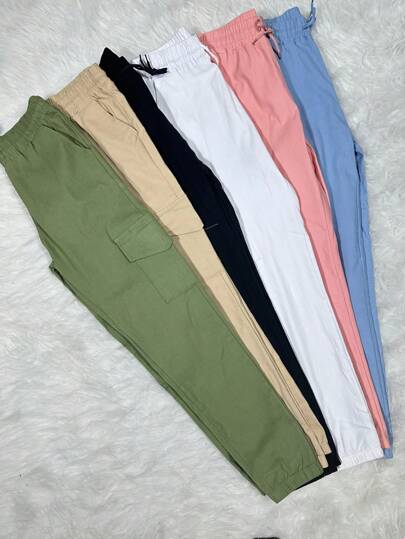 LA PRINCESA Leggins Tipo Biker bolsillos laterales pantalones casuales con cordón Pantalones Cargo de Mujer Versátiles para Citas