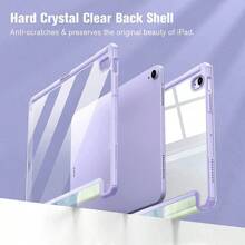 1 pieza de Funda protectora de tableta de acrílico transparente compatible con iPad con ranura para bolígrafo, diseño de flores y olas, con protección anti-caídas, con patrón de mármol colorido - Azul Marino - Ver 7