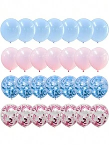طقم بالونات وردية وزرقاء، 35 حزمة بالونات التفافية لاتكس بألوان فاتحة زرقاء وردية، طقم بالونات زرقاء فاتحة وردية قطر 12 بوصة لحفلات إعلان جنس المولود أو حفلات أعياد الميلاد أو لحفلات الاستقبال الخاصة بالمولود الجديد أو حفلات الحمام، ديكورات للعائلة وهدايا