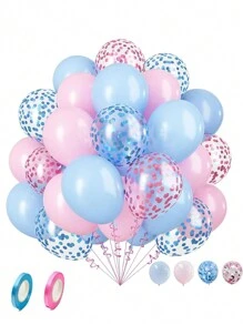 طقم بالونات وردية وزرقاء، 35 حزمة بالونات التفافية لاتكس بألوان فاتحة زرقاء وردية، طقم بالونات زرقاء فاتحة وردية قطر 12 بوصة لحفلات إعلان جنس المولود أو حفلات أعياد الميلاد أو لحفلات الاستقبال الخاصة بالمولود الجديد أو حفلات الحمام، ديكورات للعائلة وهدايا