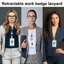 3 Packs Necklace Lanyard With Retractable Badge Reel Card Holders,Perfect For Nurses & Office Workers Back To School - Multicolor - View 4