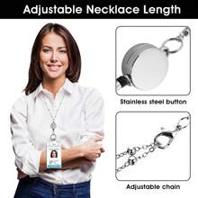 3 Packs Necklace Lanyard With Retractable Badge Reel Card Holders,Perfect For Nurses & Office Workers Back To School - Multicolor - View 8