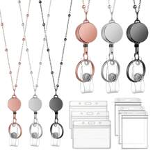3 Packs Necklace Lanyard With Retractable Badge Reel Card Holders,Perfect For Nurses & Office Workers Back To School - Multicolor - View 1