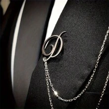 1Pc Personalized Chain Letter Lapel Pin, Jewelry For Men And Suits Customized Jacket Chain Brooch, Business Style, Groomsmen Brooch, Name Pin Wedding Gift For Groom, Christmas Gifts Engraved, Stainless Fashion ,Vintage,Contracted,Fall Fashion,Stylish,Unisex,Old Money Custom,Personalized,Unique,Customized Ideal Gifts For Him Family,Grandparents,Children,Boyfriend For Graduation,For Weddings,For Christmas,For Winter,For Fall/Autumn,For Holiday Finds,Winter Fashion,Christmas Gift,Christmas Decorations,Personalized Christmas Ornaments,Personalized Gifts For Women/Men,Christmas Accessories,Chic Autumn,Apparel Accessories,Customized Brooch,Forest Tones