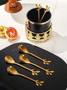 1set Stainless Steel Dessert & Coffee Spoons, 6pcs - Multicolor - View 7