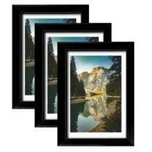 3pcs Black Matte PVC Decorative Photo Frame Set, Fits 6", 7", 8", 10", 14", 16", High-Clarity Acrylic Covering, Horizontal & Vertical Wall Mounting, Photo Paper Not Included
