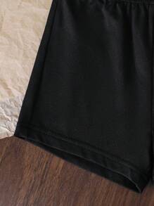 Baby Boy Summer Casual Set Round Neck Short Sleeves Tops - 黑色 - 查看 3