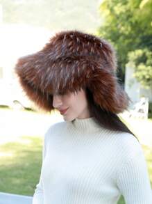女士冬季蓬松哥萨克俄罗斯风格帽子保暖帽 - A - 查看 14