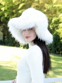 女士冬季蓬松哥萨克俄罗斯风格帽子保暖帽 - A - 查看 17