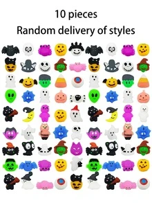1/5/10 Pieces - TPR Halloween Bun Pinch Fun Gift, Stress Relieving Toy Super Cute Pumpkin Ghost Bun [Random Shipping]