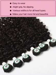 6PCS Curly Hair Synthetic Braided Hair Braided Bunches Natural Hair Bunches Extend Natural Black Synthetic Wigs And Women's Hair Waves 6 Bunches For Daily Wear - Black - View 8