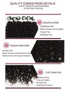 6PCS Curly Hair Synthetic Braided Hair Braided Bunches Natural Hair Bunches Extend Natural Black Synthetic Wigs And Women's Hair Waves 6 Bunches For Daily Wear - Black - View 9