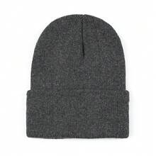 1pc Women's Fashionable Solid Color Knit Beanie Hat, Warm Daily Wear Halloween - Multicolor - View 29