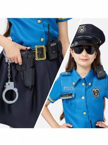 Joyfy Police Officer Halloween Cosplay Costume For Kids In Light Blue Colour For Girls 3T To L - Multicolor - View 6