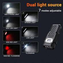 1pc Portable LED Flashlight Red And White Dual Light Multifunctional Flashlight Rechargeable Power Bank Suitable For Outdoor Lighting Camping Tactical Flashlight - Black - View 4