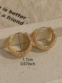 1 Pair Minimalist Elegant Luxurious Vintage Copper Hoop Earrings For Women, Casual Daily Wear - Yellow Gold - View 6