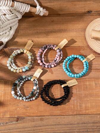 3pcs/Set Natural Pearl Couple Bracelet Set, Stackable, Perfect Gift For Valentine's Day And Christmas