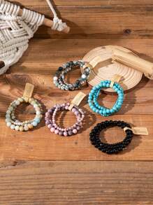 3pcs/Set Natural Pearl Couple Bracelet Set, Stackable, Perfect Gift For Valentine's Day And Christmas - Multicolor - View 3