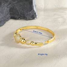 1 chiếc vòng tay dạng vòng tròn đính đá Rhinestone mạ đồng thời trang dành cho nữ, thích hợp cho tiệc tùng, kỷ niệm, trang phục thường ngày - Vàng - Xem 11