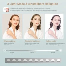 Schminktisch mit LED-Beleuchtung, 3 Farben, Einstellbare Helligkeit,Kosmetiktisch mit Spiegel, Frisiertisch mit 2 Schränken und 2 offenen Regalen, 2 Schubladen,Schlafzimmer, Weiß