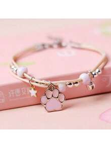 Fashion Rope Bracelets For Women Dog Paw Pendant Female Jewelry Gifts - Màu hồng gỉ - Xem 5