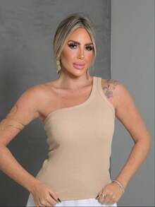 Kit 2 Women's Tank Top Mula Manca One Shoulder Offer Blogger Style Zarah - 彩色 - 查看 11