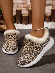 Zapatos deportivos de paseo bohemios casuales con estampado de animal y suela blanda para mujer - Marrón - Ver 2