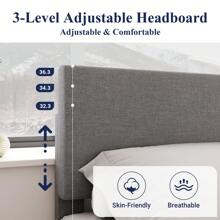 Allewie Full/Queen/King Size Bed Frame With Adjustable Headboard, Platform Bed With Wood Slats, Heavy Duty Mattress Foundation, No Box Spring Needed, Noise-Free, Easy Assembly * Bed Frame Queen Queen Bed Frame Bed Frame Full Full Size Bed Frame King Size Bed Frame Twin Bed Frame Room Decor Home Decor Christmas Decor Bedroom Decor Valentine Day Decor Storage Living Room Decor Furniture House Decor - Màu Xám nhạt - Xem 4