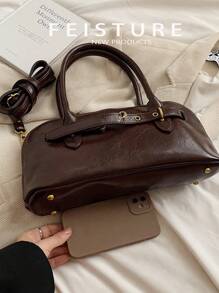 1 件 Feisture 纯色 PU 皮革翻盖手提包，复古风格单肩斜挎包，适合女孩、女士、大学生、年轻专业人士，非常适合工作、商务、通勤、上学